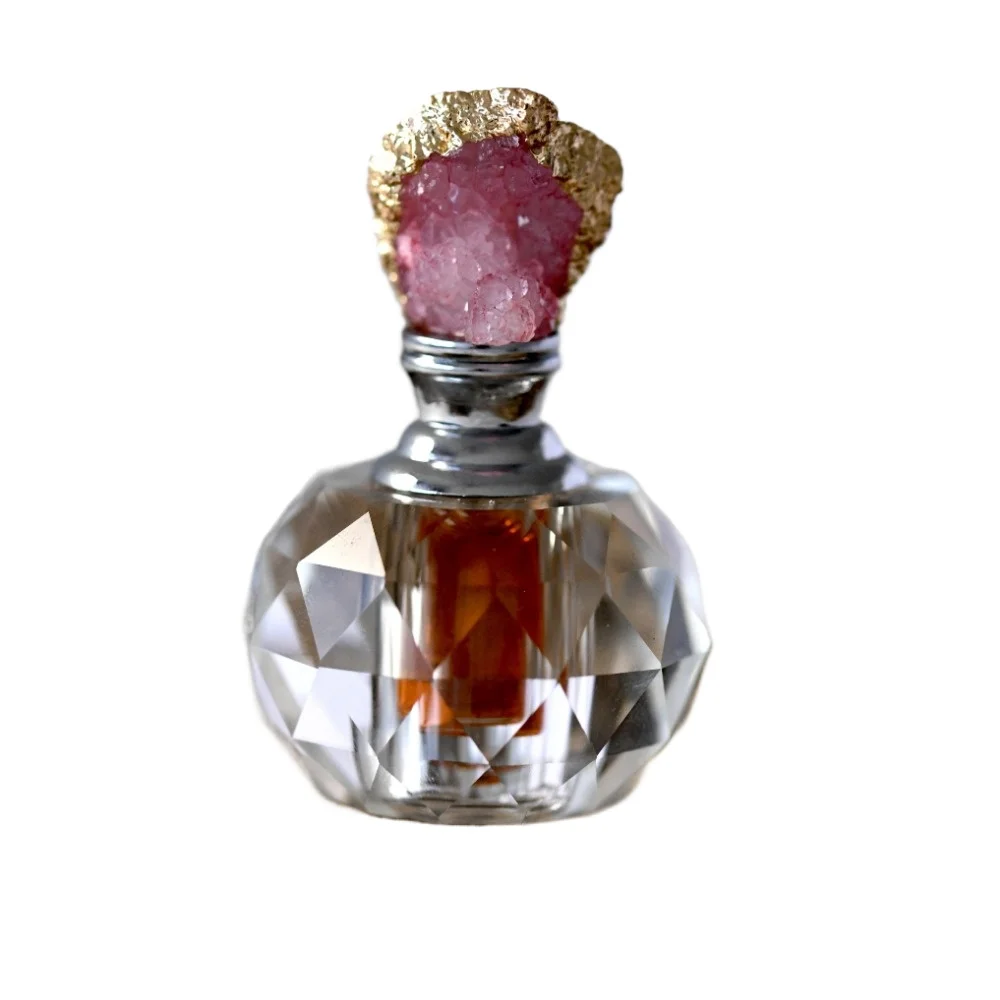 Juice Bottle Dropper - Vintage roze kristal etherische olie fles
